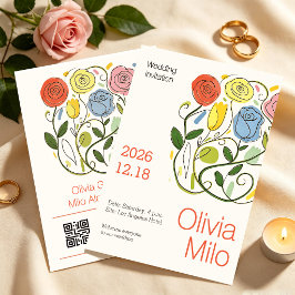 Moderne einfache handgezeichnete Blumeneinladung Einladung