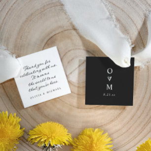 Moderne einfache Handschrift Hochzeit Schwarz und  Geschenkanhänger