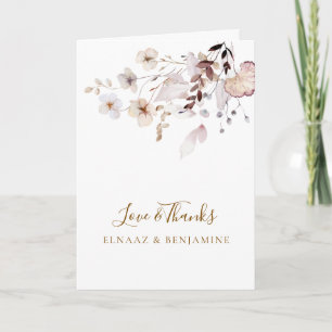 Moderne einfache Herbst-Hochzeit mit getrockneten  Dankeskarte