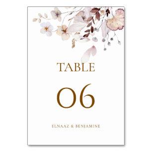 Moderne einfache herbstliche Hochzeit mit Trockenb Tischnummer
