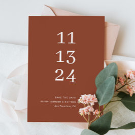 Moderne, einfache Herbstterracotta Minimalistische Save The Date