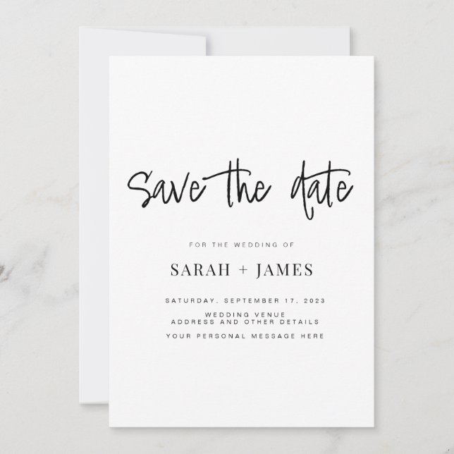 Moderne, einfache Hochzeit speichern Sie die Datum Save The Date (Vorderseite)