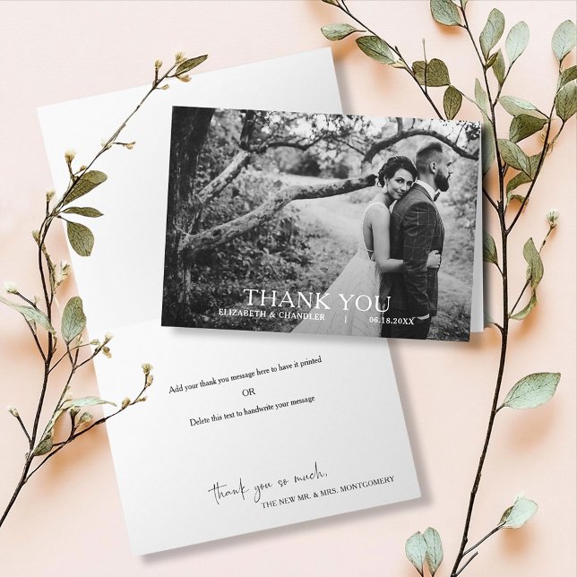 Moderne einfache Hochzeitsfoto-Dankeschön-Karte Dankeskarte (Modern simple wedding photo fold thank you notes)