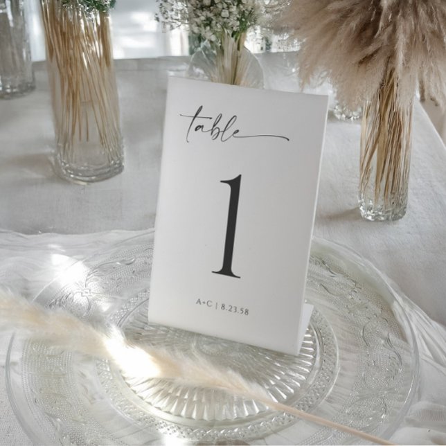 Moderne, einfache Hochzeitsszenarien - Tischnummer Sockelschild (4x6 Wedding Table Numbers. Self standing modern minimalist handwriting table numbers)