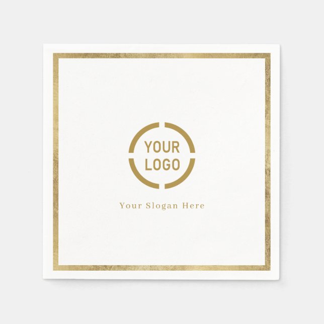 Moderne einfache Imitate Goldgrenzenfirma Logo Ser Serviette (Vorderseite)