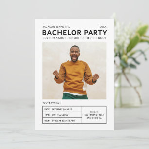 Moderne einfache Junggesellenparty-Foto Einladung