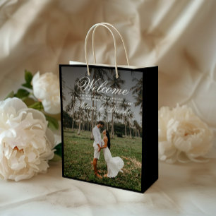 Moderne einfache kalligraphische Hochzeit Willkomm Mittlere Geschenktüte