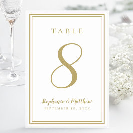 Moderne einfache klassische Goldhochzeit nach Maß Tischnummer