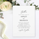 Moderne, einfache klassische Hochzeit Einladung<br><div class="desc">Dieses geschmackvolle moderne Hochzeitsinklusive-Design besticht durch klassische Einfachheit mit nur einem Text und einem schlichten, weißen Hintergrund. Die Typenoberflächen machen den Design-Pop stilvoll und verfügen über moderne handgeschriebene Schriften und klassische Serif-Schriftart. Dieses Design ist vielseitig genug, um sowohl für feierliche als auch für lässige Hochzeiten in jeder Jahreszeit zu verwenden....</div>