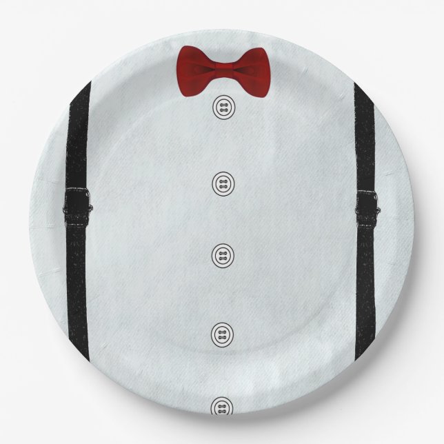 Moderne einfache Kleine Gentleman Babydusche Niedl Pappteller (Vorderseite)