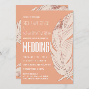 Moderne, einfache Korallenpfirsiche Einladung