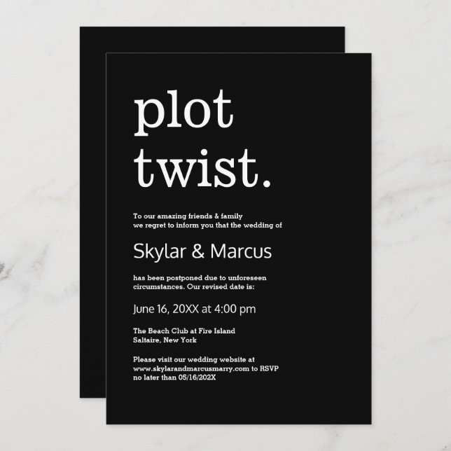 Moderne, einfache Lässige Hochzeitspause Einladung (Vorne/Hinten)