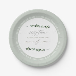 Moderne, einfache Leaf-Foliage-Hochzeitsempfehlung Pappteller