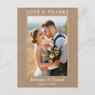 Moderne einfache Liebes-Dank-Foto-Hochzeit Kraft Postkarte