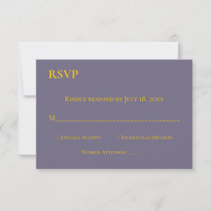 Moderne, einfache Lila-Gold-Script-Monogramm-Hochz RSVP Karte