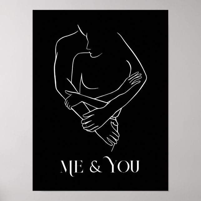 Moderne, einfache Linie Art Schwarz-Weiß ,boho chi Poster (Vorne)