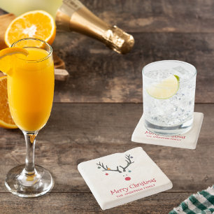 Moderne, einfache, lustige Weihnachtsrinder weiß Steinuntersetzer