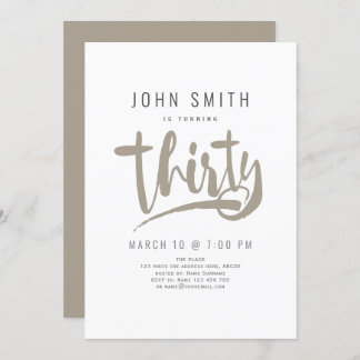 Moderne, einfache, männliche Dreißigerfeier Geburt Einladung