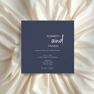 Moderne, einfache marineblaue Hochzeit Einladung