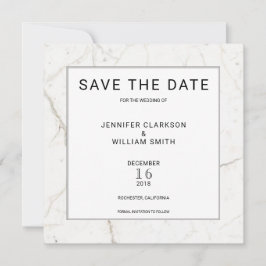 Moderne, einfache Marmor, weiße Hochzeit Save the Save The Date