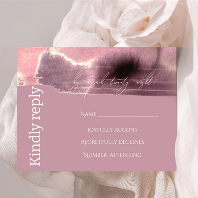 Moderne, einfache Mauve Dusty-Rose RSVP Karte (Von Creator hochgeladen)