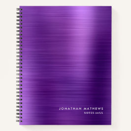 Moderne, einfache Metallic Lila gebürstet Notizbuch