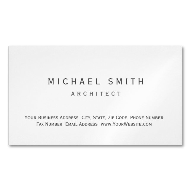 Moderne, einfache Minimal Business Card Magnetische Visitenkarte (Vorderseite)
