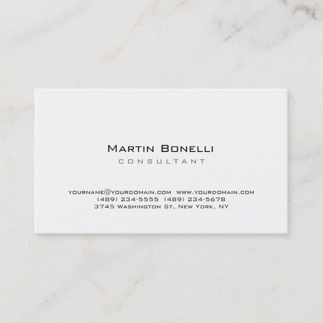 Moderne, einfache Minimal Consultant Business Card Visitenkarte (Vorderseite)