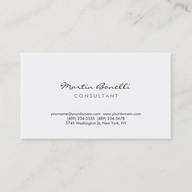 Moderne, einfache Minimal Consultant Business Card Visitenkarte (Vorderseite)
