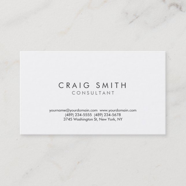 Moderne, einfache Minimal Consultant Business Card Visitenkarte (Vorderseite)