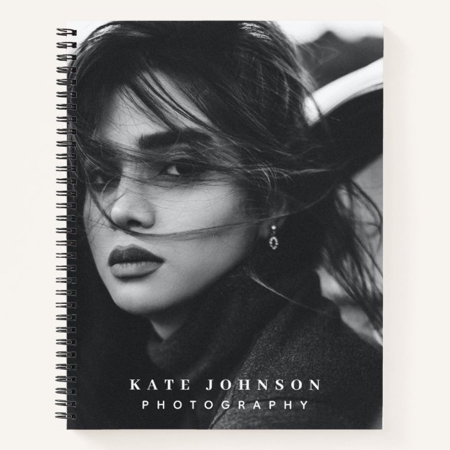 Moderne einfache Minimal Foto QR Code Social Media Notizbuch (Vorderseite)