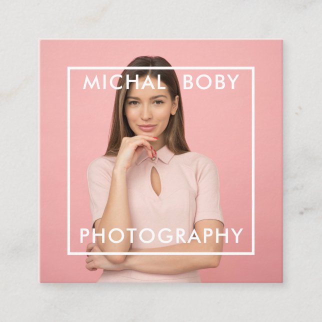 Moderne einfache Minimal Foto QR Code Social Media Quadratische Visitenkarte (Vorderseite)