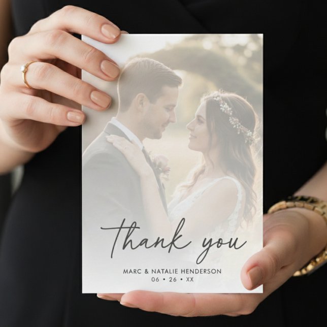 Moderne einfache Minimal-Hochzeitsschrift Dankeskarte (Von Creator hochgeladen)