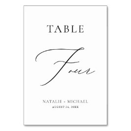 Moderne einfache Minimal Table Four Luxury Wedding Tischnummer