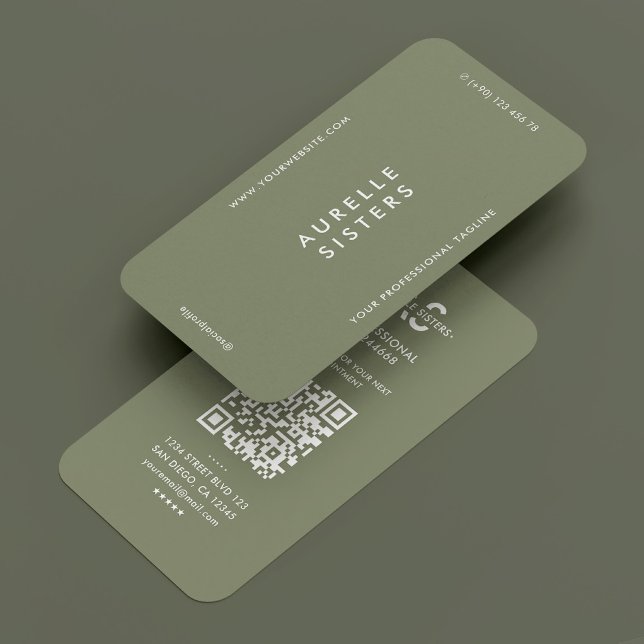 Moderne, einfache minimale Berufliche Grünfläche Visitenkarte (Modern Simple Minimal Professional Green Sage Business Card
)