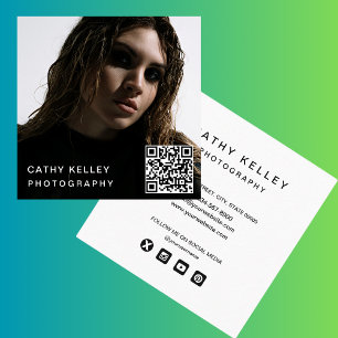 Moderne einfache minimale Foto-QR-Code-Social-Medi Quadratische Visitenkarte