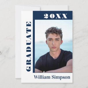 Moderne Einfache Minimalistisch-2-FOTO-Graduierung Einladung