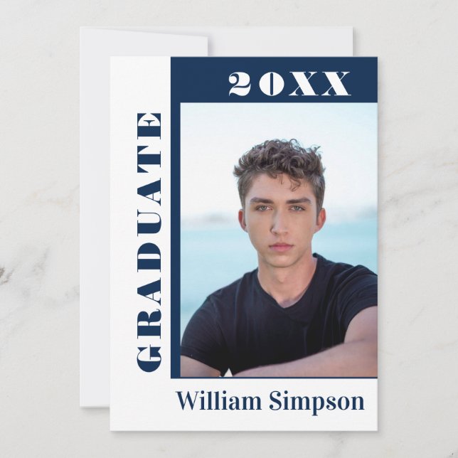 Moderne Einfache Minimalistisch-2-FOTO-Graduierung Einladung (Vorderseite)