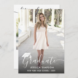 Moderne Einfache Minimalistisch-2-FOTO-Graduierung Einladung