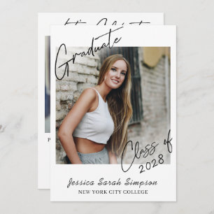 Moderne Einfache Minimalistisch-2-FOTO-Graduierung Einladung