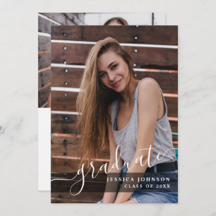 Moderne Einfache Minimalistisch-2-FOTO-Graduierung Einladung