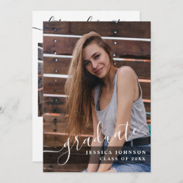 Moderne Einfache Minimalistisch-2-FOTO-Graduierung Einladung