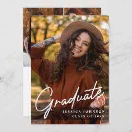 Moderne Einfache Minimalistische 4-FOTO-Graduierun Einladung