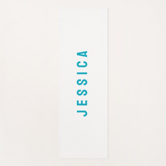 Moderne einfache minimalistische blaue Name Yogamatte (Vorderseite)