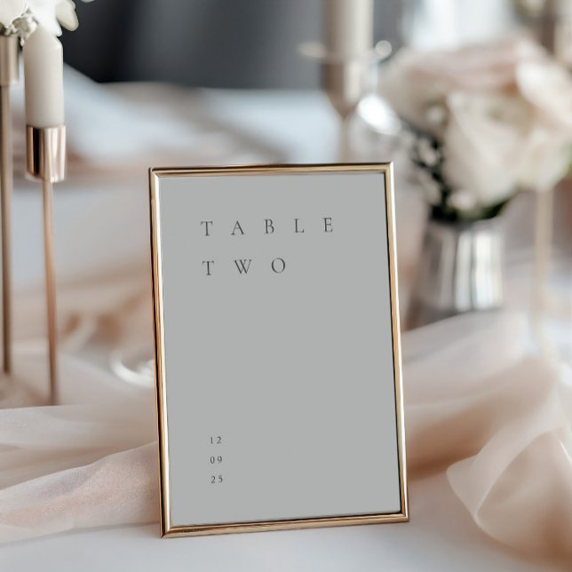 Moderne, einfache Minimalistische Dusty Blue Tisch Einladung (Modern Simple Minimalist Dusty Blue Table Number)