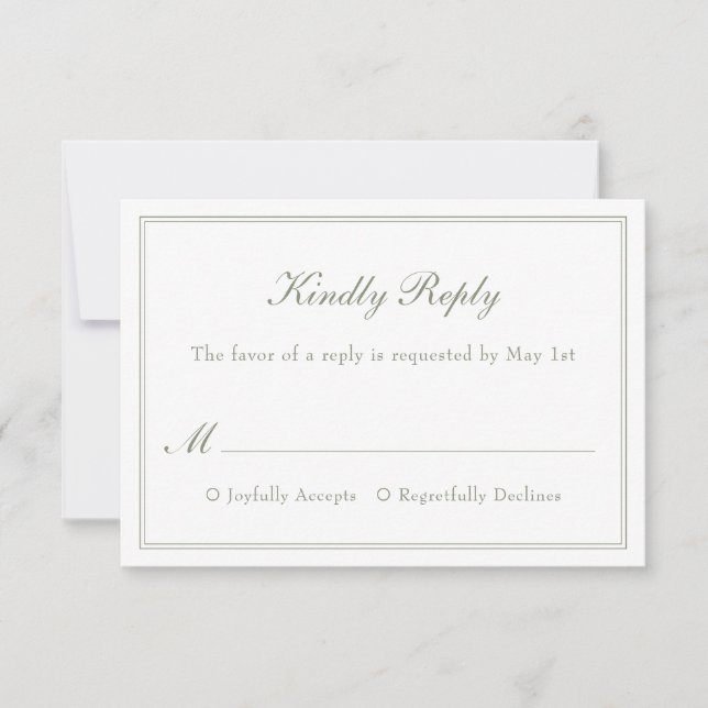 Moderne, einfache Minimalistische Elegant Wedding  RSVP Karte (Vorderseite)