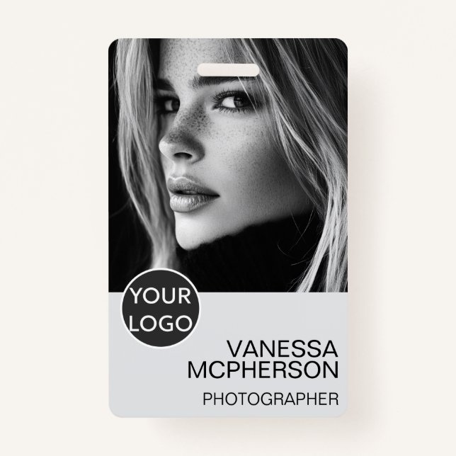 Moderne, einfache Minimalistische Foto-Sicherheit Ausweis (Vorderseite)