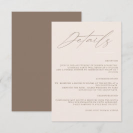 Moderne, einfache Minimalistische Hochzeitdetails Begleitkarte