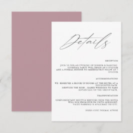 Moderne, einfache Minimalistische Hochzeitdetails Begleitkarte