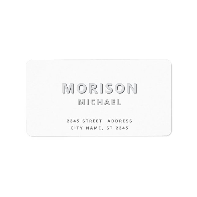 Moderne einfache minimalistische Typografie weiß Adressaufkleber (Vorne)